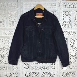 Levis Black Denim Embroidered Herb Grunge Streetwear Jacket Sz Mens L Fits M